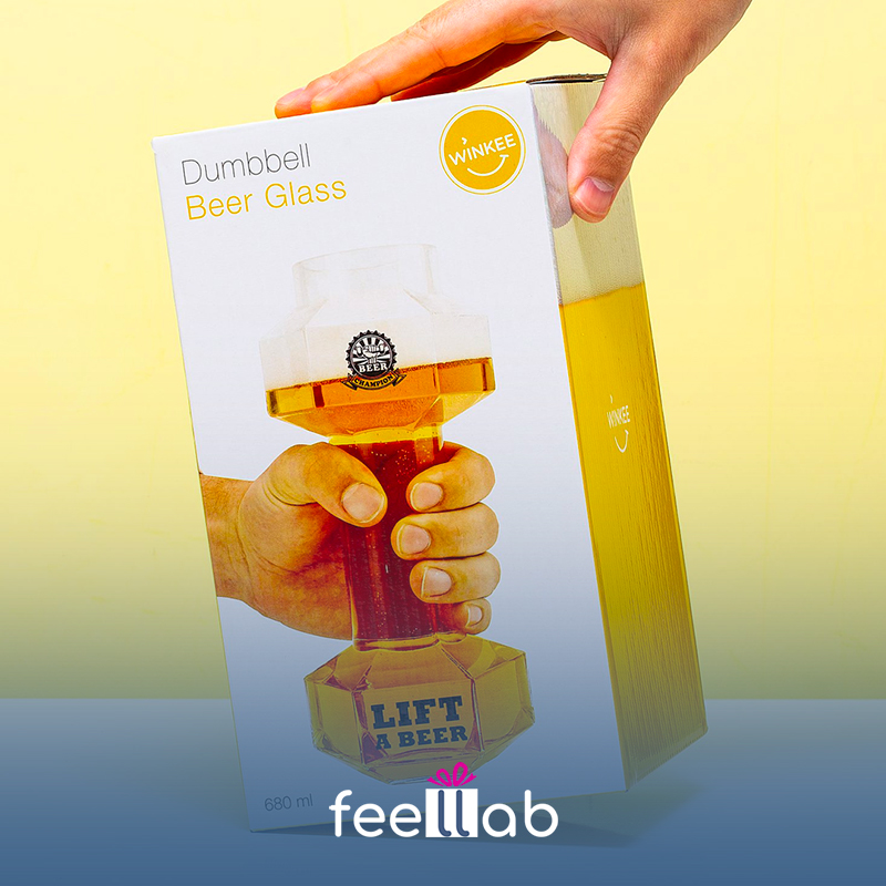 dumbbell beer glass winkee idee regalo di natale 2022 feellab