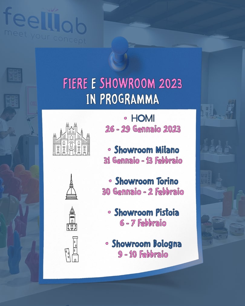 showroom ed eventi di Feellab Gennaio-Febbraio 2023