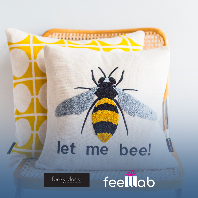 Bee pillow yellow